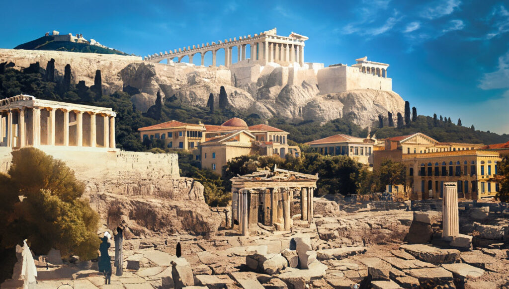 Une vue d'Athènes dans l'antiquité pour renforcer l'immersion